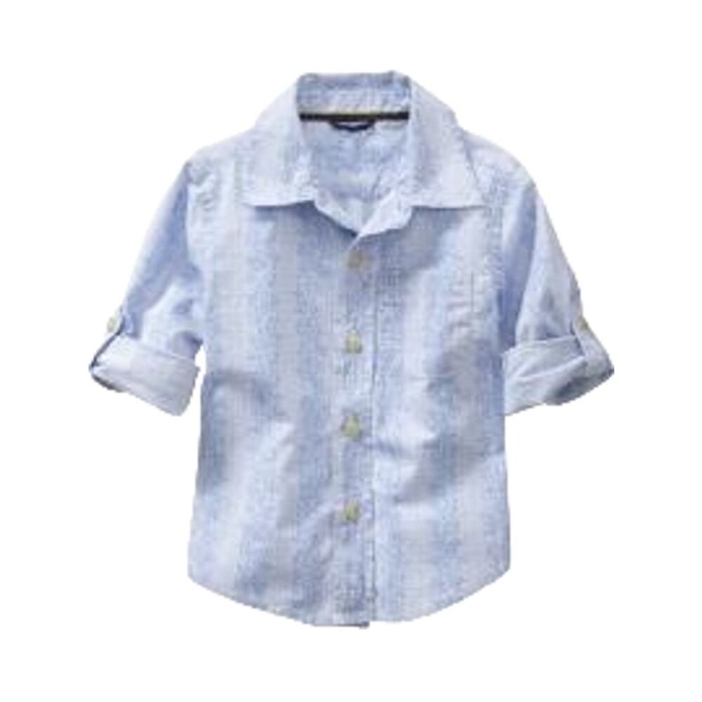 Gap Boys Shirt Size 2 Globe Mapper Blue Paisley Roll Tab Sleeve Dress Button Up
